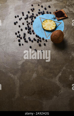 Fruits on concrete background Stock Photo
