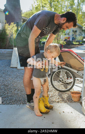 Girl with father Stock Photo