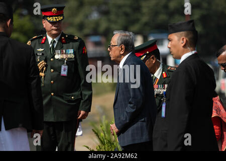 Kathmandu, Nepal. 20th Nov, 2019. President of Bangladesh, Abdul Hamid (c) upon his arrival at Tribhuvan International Airport. President of Bangladesh is on a three-day official goodwill visit to Nepal at the invitation of Nepal's President. Credit: SOPA Images Limited/Alamy Live News Stock Photo