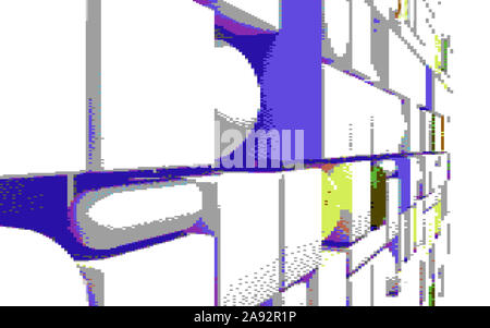 Abstract background with retro 80s 8bit styled pixel 3d shapes Stock Photo