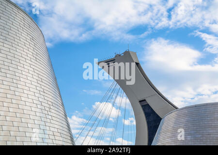 Rio Tinto Alcan Planetarium and Montreal Olympic Stadium; Montreal, Quebec, Canada Stock Photo