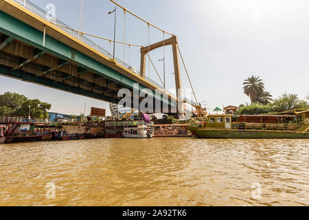 Tuti Bridge over the Blue Nile; Khartoum, Khartoum, Sudan Stock Photo