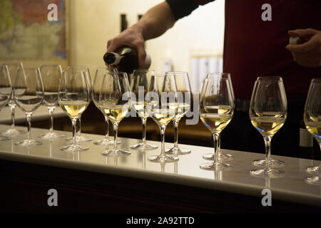 Reif Estate Winery pouring white wine Stock Photo