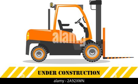 Forklift. Heavy construction machine. Building machinery. Special equipment. Vector illustration. Stock Vector