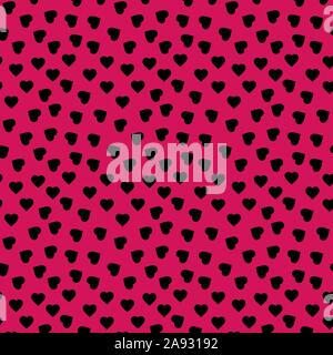 Valentines day festive heart seamless pattern vector background. Modern designs. Pink, black color. Stock Vector
