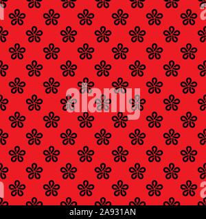 Japanese seamless festive pattern vector background. Red, black color. Stock Vector