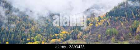 View of Courmayeur under the mountains. Alps, Italy Stock Photo