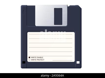 Diskette or floppy disk is an old medium to store information on retro computers Stock Vector