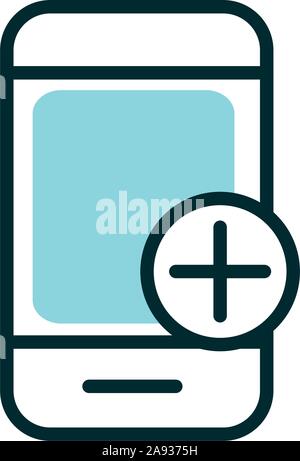 smartphone application emergency equipment medical icon line fill vector illustration Stock Vector