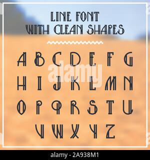 Lined hipster styled trendy font with minimalistic bold shapes Stock Vector