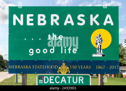Welcome to Nebraska sign, USA Stock Photo