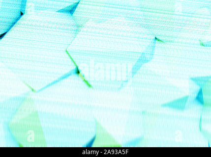 Abstract background with 3D shapes and broken tv glitch effect Stock Photo