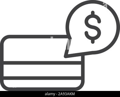 bank card money finance icon thick line vector illustration Stock Vector