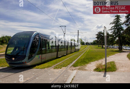 Tramway stop 'Doyen Brus' in Bordeaux, France Stock Photo