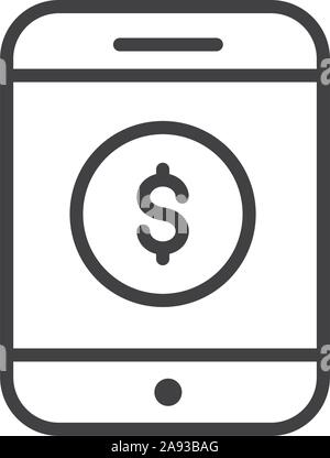 smartphone finance bank money icon thick line vector illustration Stock Vector