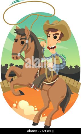 Cowboy on Bucking Horse Stock Vector