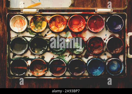 plan view of a watercolor paint box Stock Photo - Alamy