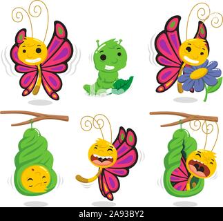 butterfly cartoon set Stock Vector