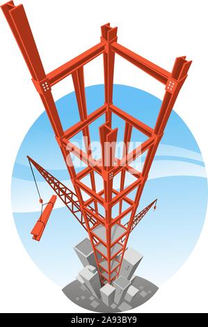 Skyscraper Building construction crane vector Stock Vector