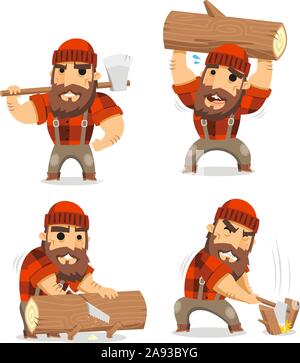 lumberman vector cartoon set Stock Vector