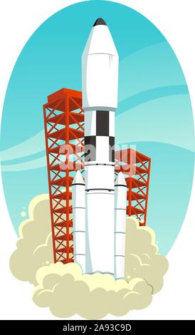 Space rocket launch vector illustration Stock Vector