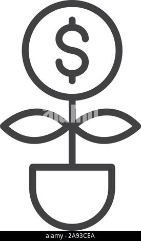 plant coin finance bank money icon thick line vector illustration Stock Vector