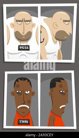 criminal mugshot cartoon set Stock Vector