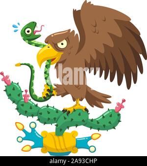 coat of arms of Mexico cartoon illustration Stock Vector