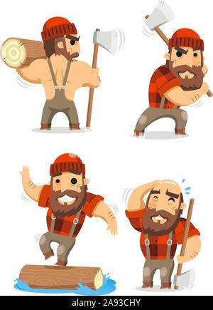 lumberman vector cartoon set 2 Stock Vector
