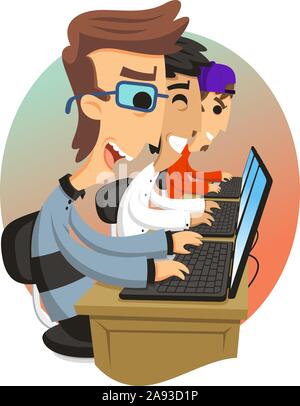 Developers team coding illustration Stock Vector