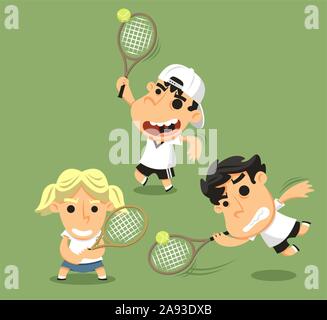 Children playing tennis with racket ball and equipment Stock Vector