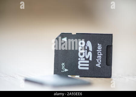 Close-up of a micro SD to SD memory card adapter Stock Photo
