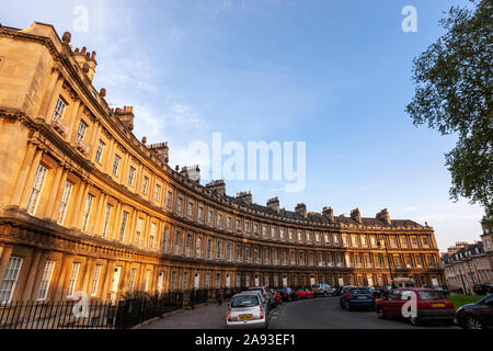 The Circus is a historic street of large townhouses in Bath, Somerset, England, UK Stock Photo