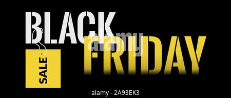 Black Friday sale facebook cover, yellow text on black background, round banner, advertising, illustration Stock Vector