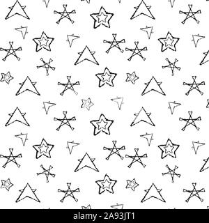Seamless pattern with stars on white background. Stock Vector