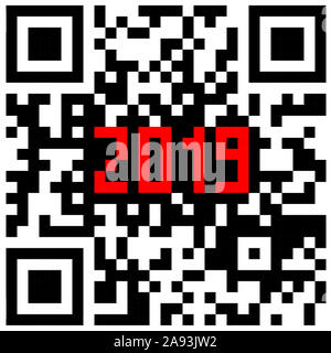 Modern technologies 2019 written inside a QR code Stock Photo