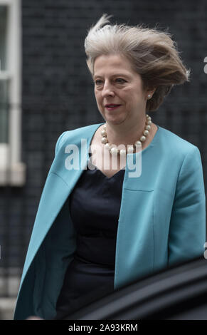 Downing Street, London, UK. 9th June, 2015. Government ministers leave Downing Street after attending the weekly Cabinet Meeting. Pictured:  Home Secr Stock Photo