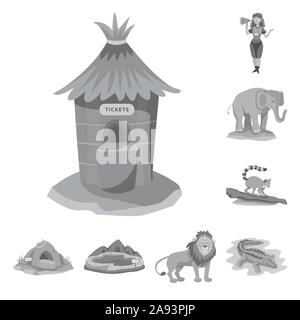 Isolated object of zoo and park logo. Collection of zoo and animal stock symbol for web. Stock Vector