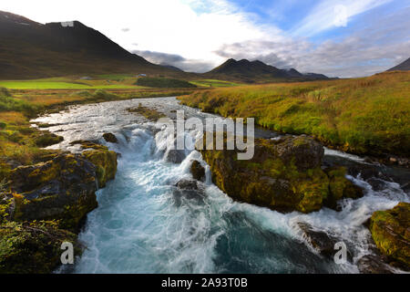 Cascading waterfall in Iceland Stock Photo