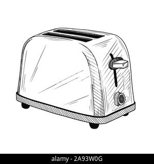 Sketch toaster on a white background. Vector illustration in sketch style. Stock Vector