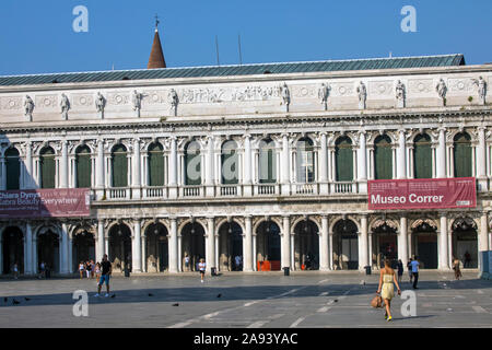 Venice, Italy - July 20th 2019: A view of the magnificent exterior of Museo Correr, located on Piazza San Marco in Venice, Italy. Stock Photo