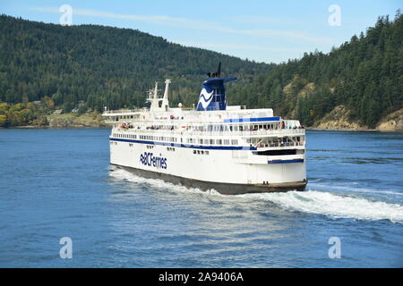 BC Ferries ship the Spirit of British Columbia as it sails its way to Vancouver from Victoria. Stock Photo