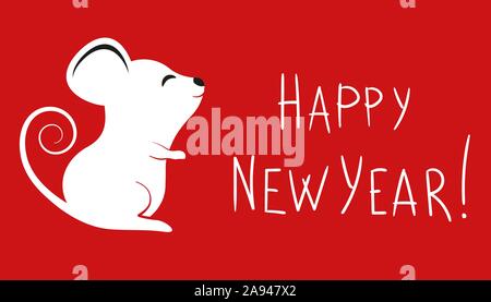 Little cartoon mouse. The animal of the Chinese zodiac. Flat vector illustration. Stock Vector