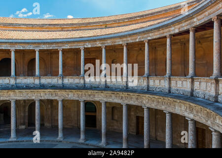 Palace of Charles V, Alhambra; Granada, Andalusia, Spain Stock Photo