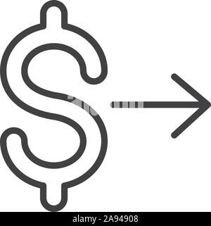 dollar symbol finance bank money icon thick line vector illustration Stock Vector