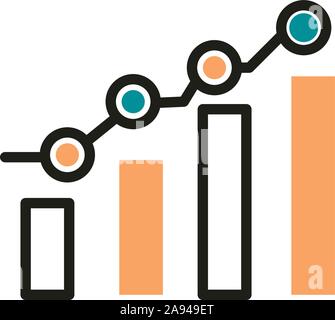 statistics data analysis web development icon vector illustration line and fill Stock Vector