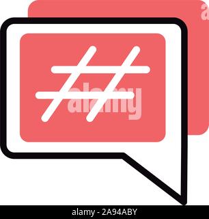 hashtag speech bubble social media icon line and fill vector illustration Stock Vector