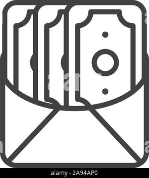 envelope with banknotes finance bank money icon thick line vector illustration Stock Vector