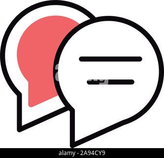 speech bubbles message social media icon line and fill vector illustration Stock Vector