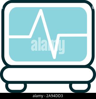 monitoring cardio heart rate equipment medical icon line fill vector illustration Stock Vector